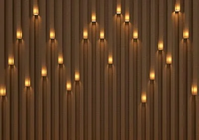Brown 3D wall mural with built-in light effect