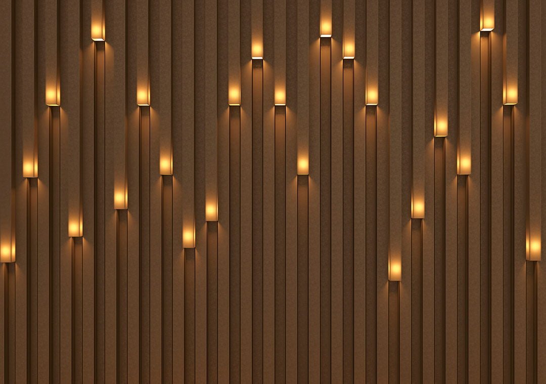 Brown 3D wall mural with built-in light effect