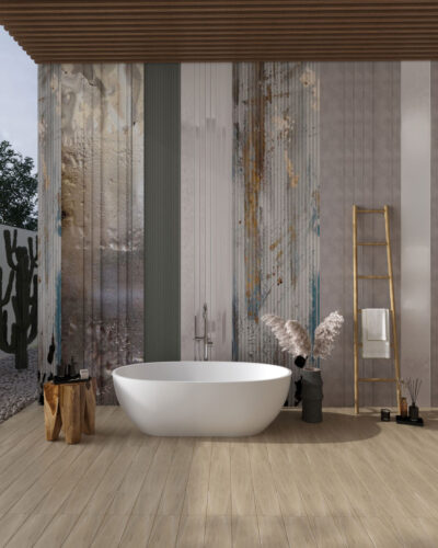 Various metal textures wall mural for the bathroom