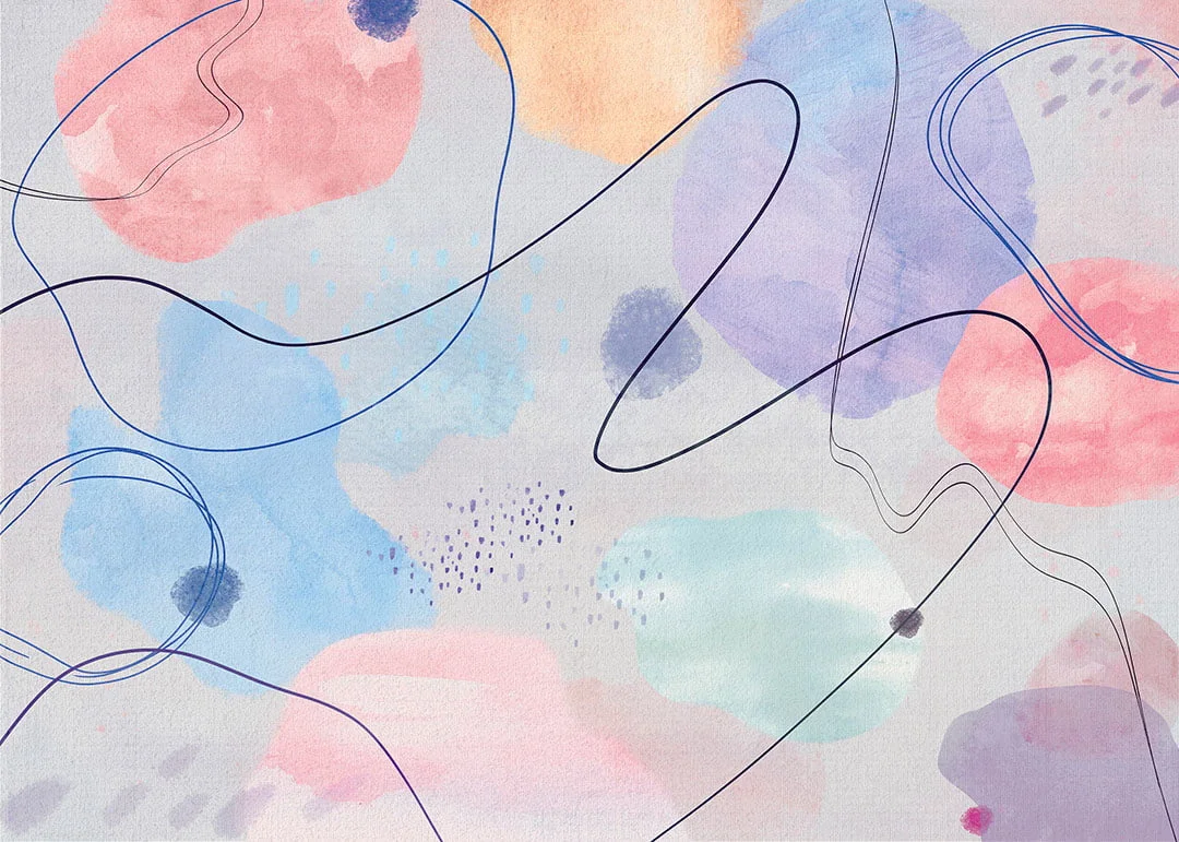 Bright watercolor abstract art wall mural