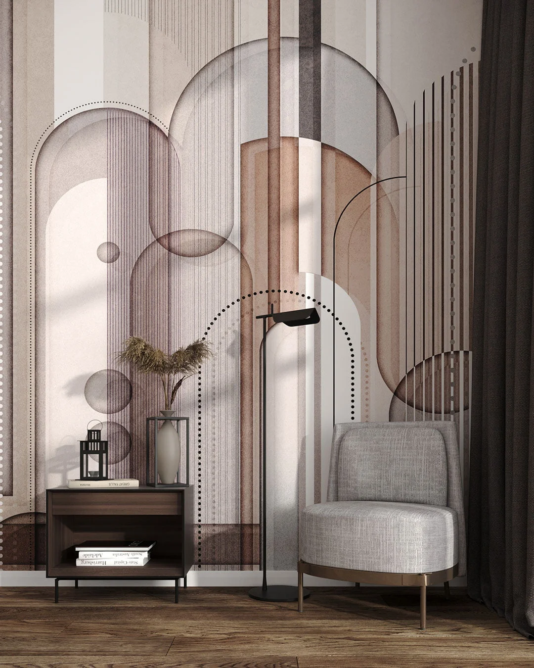 Wall Mural Insolitamente for the living room - kith2kin.com Chaotic geometry wall mural in art deco style for the living room