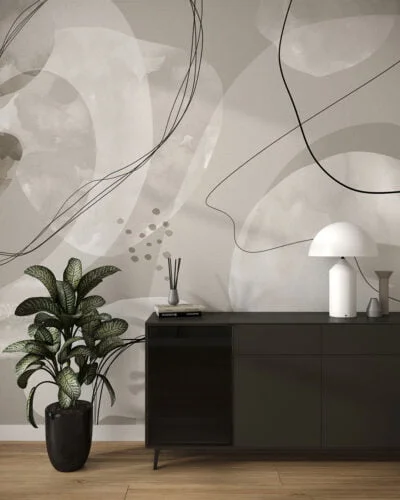 Watercolor abstract wall mural for the living room