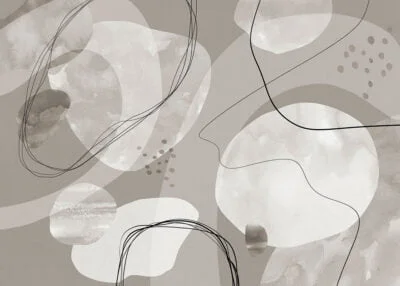 Watercolor abstract wall mural in black and white