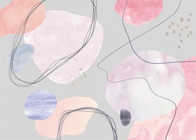 Watercolor abstract wall mural in pink tones
