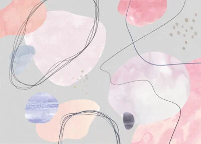 Watercolor abstract wall mural in pink tones