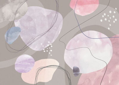 Watercolor abstract wall mural in purple tones
