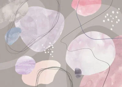 Watercolor abstract wall mural in purple tones
