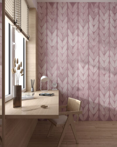 Pink knitted texture patterned wallpaper for the working room