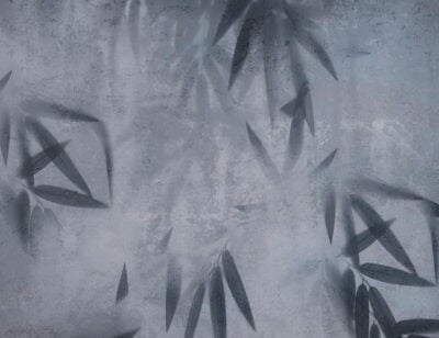 Dark blue palm leaves wall mural