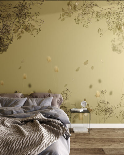 Delicate dried flowers wall mural with 3D effect for the bedroom
