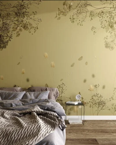 Delicate dried flowers 3D wall mural for the bedroom