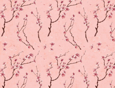 Sakura branches on the pink background patterned wallpaper