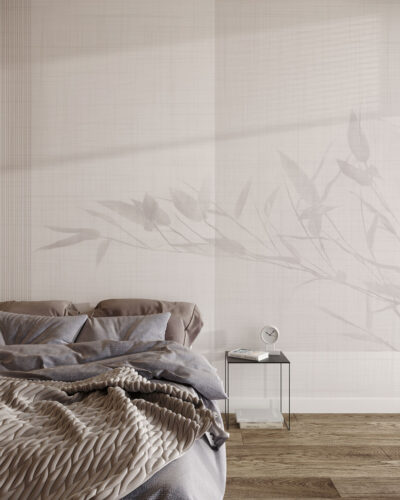 Delicate tree branch on a geometric background wall mural for the bedroom
