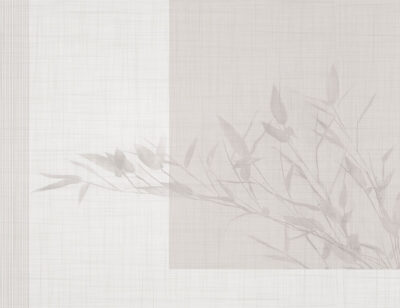 Delicate tree branch on a gray geometric background wall mural