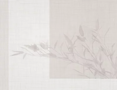 Geometric wall mural with delicate tree branch on a gray background
