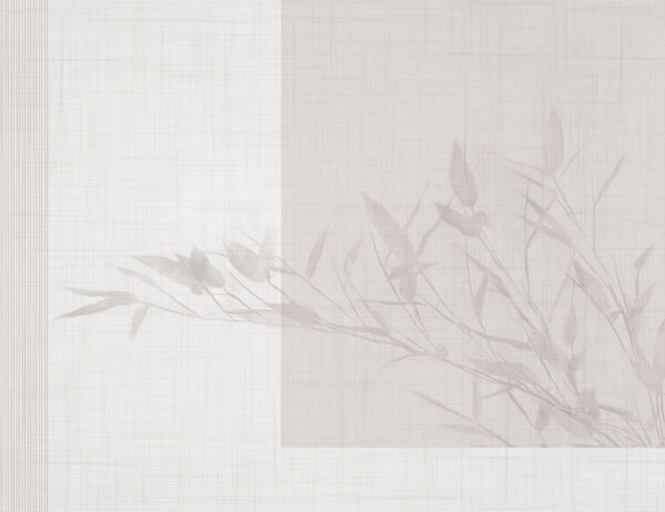 Delicate tree branch on a gray geometric background wall mural