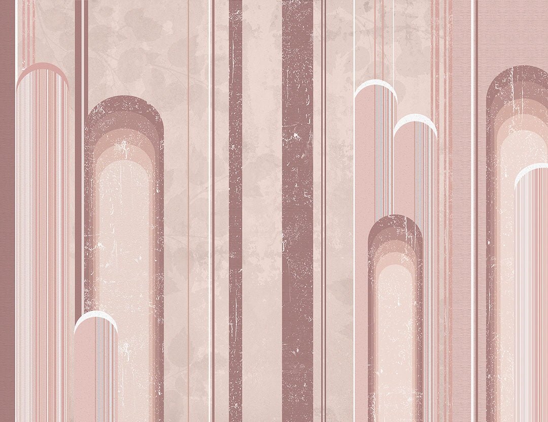 Delicate pink geometric arches wall mural