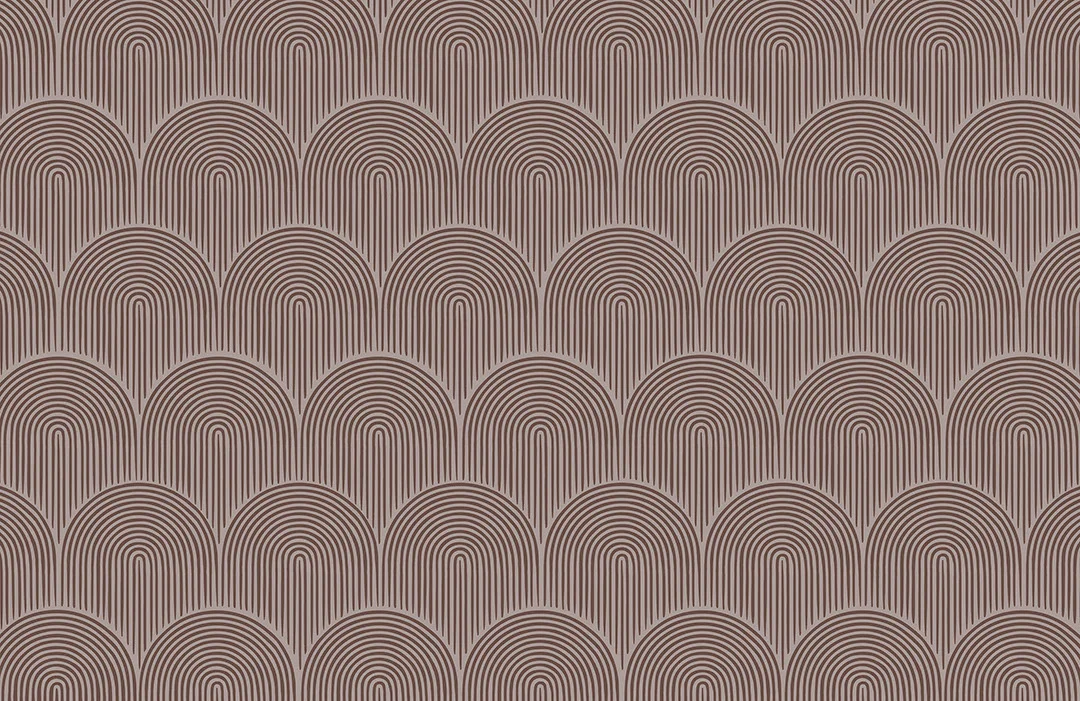 Art deco arches in coffee color patterned geometrical wallpaper