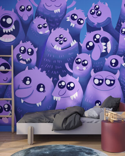 Funny cartoon monsters wall mural for a children's room