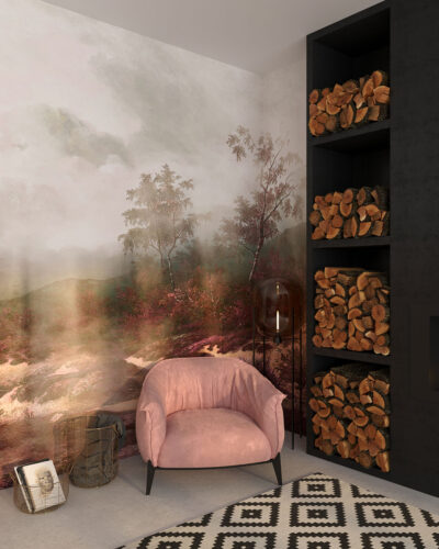 Vintage forest in the sunlight wall mural for the living room