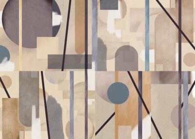 Geometric wall mural with shapes in Art Deco style