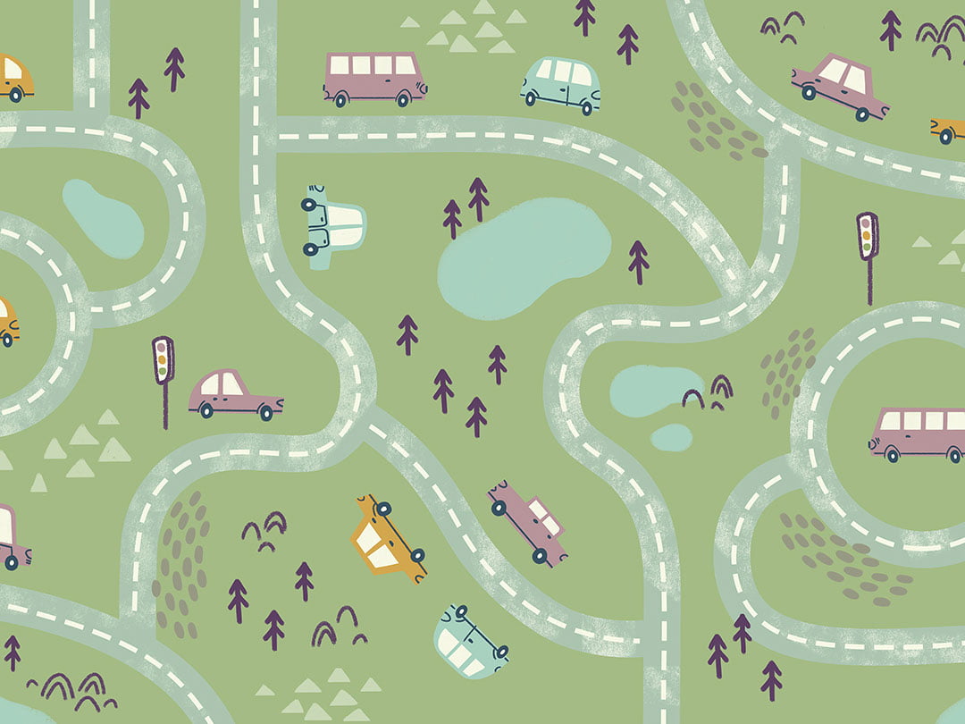 Green car track kids wall mural