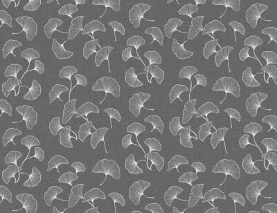White ginkgo leaves on the gray background patterned wallpaper