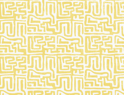 Bright yellow geometric abstract labyrinth patterned wallpaper
