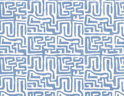 Bright blue geometric abstract labyrinth patterned wallpaper