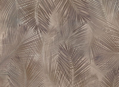 Tropical wall mural with coconut palm leaves