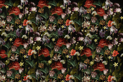 Vintage dark flowers patterned wallpaper