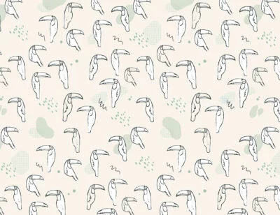 Tender toucan birds patterned wallpaper