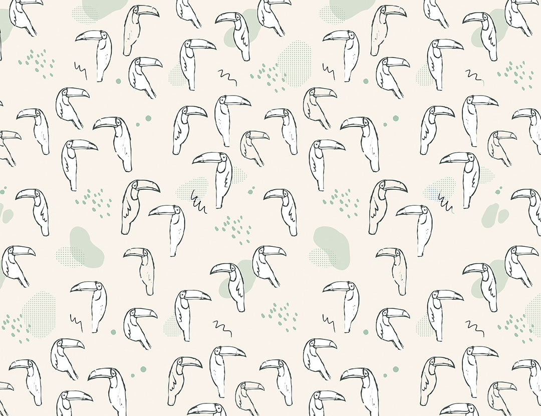 Tender toucan birds patterned wallpaper