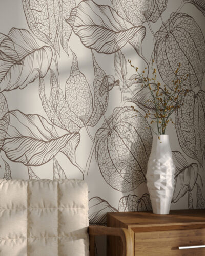 Tender physalis flowers wallpaper for the living room