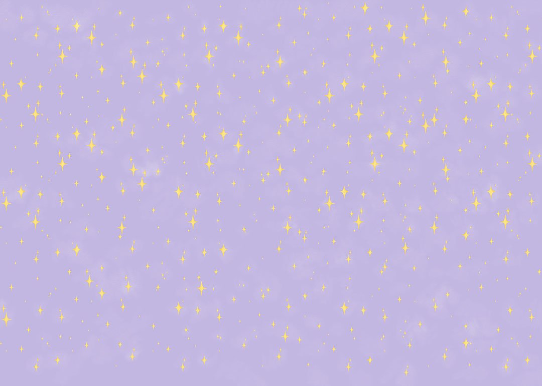 Patterned wallpaper with golden stars at lavender sky