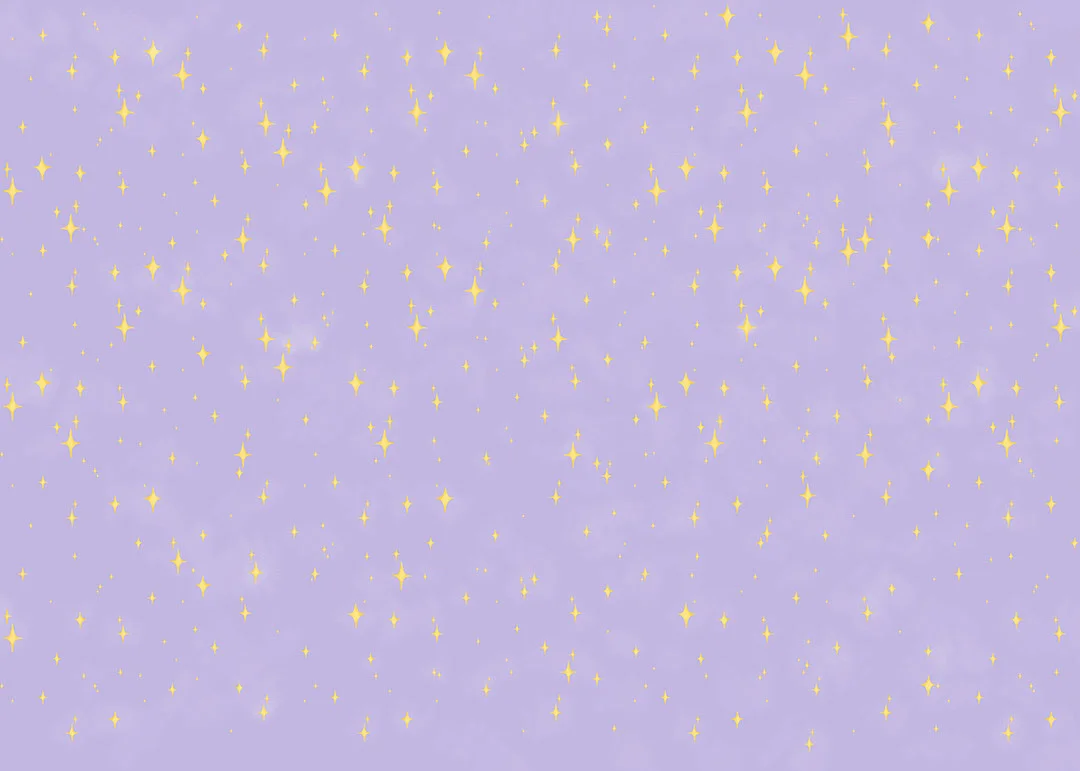 Patterned wallpaper with golden stars at lavender sky