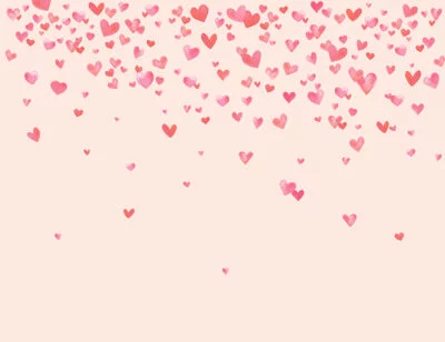 Cute watercolor hearts gradient kids wall mural on the pink background