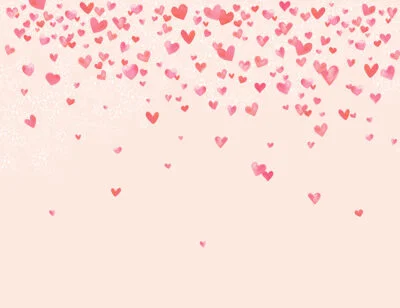 Cute watercolor hearts and bubbles gradient kids wall mural on the pink background