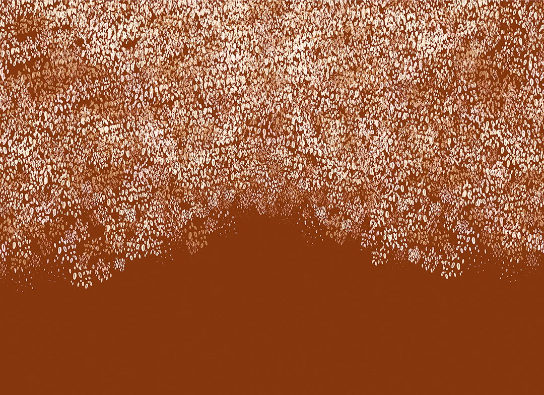 Abstract wall mural with white gradient on mustard background