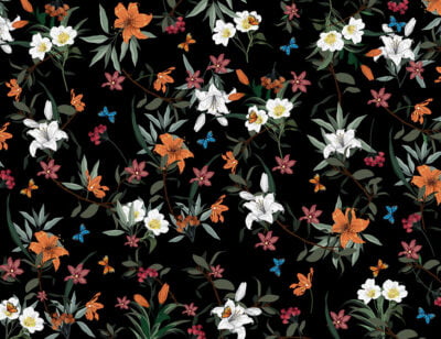 Dark floral patterned wallpaper