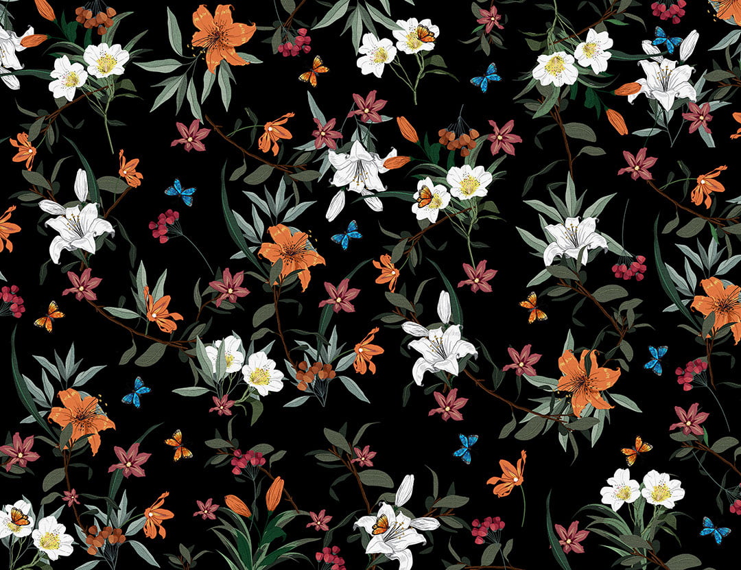 Dark floral patterned wallpaper