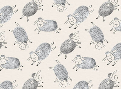 Cartoon styled cute sheep patterned kids wallpaper