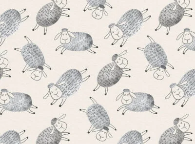 Cartoon styled cute sheep patterned kids wallpaper