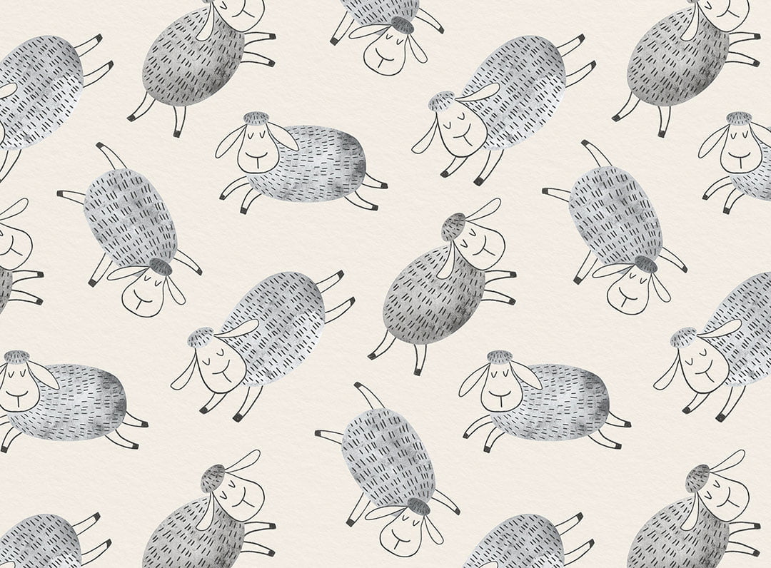 Cartoon styled cute sheep patterned kids wallpaper