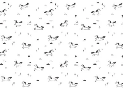 Minimalist black and white pony kids patterned wallpaper