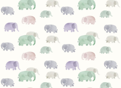 Delicate watercolor elephants kids wallpaper