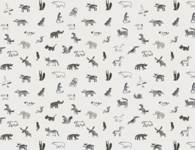 Watercolor abstract minimalistic animals patterned wallpaper