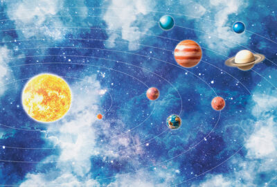 Bright solar system planets wall mural