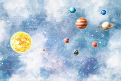 Kids wall mural with Solar system planets