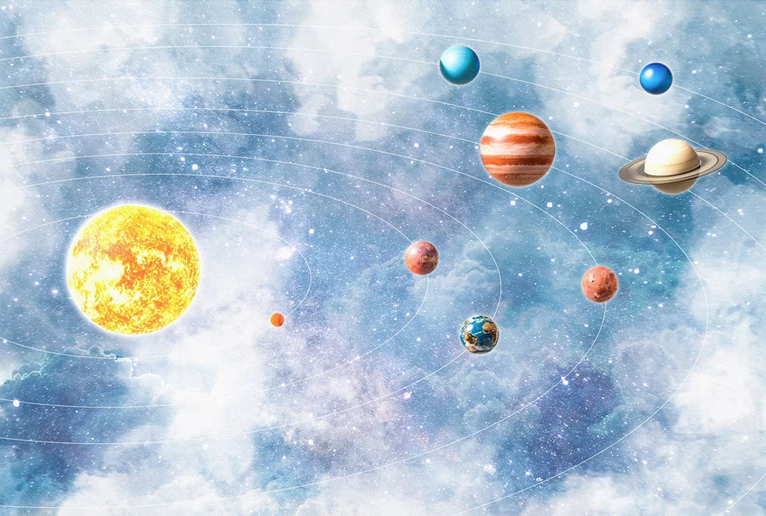 Kids wall mural with Solar system planets
